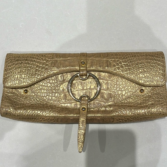 Dkny Handbags - DKNY Gold Leather Clutch